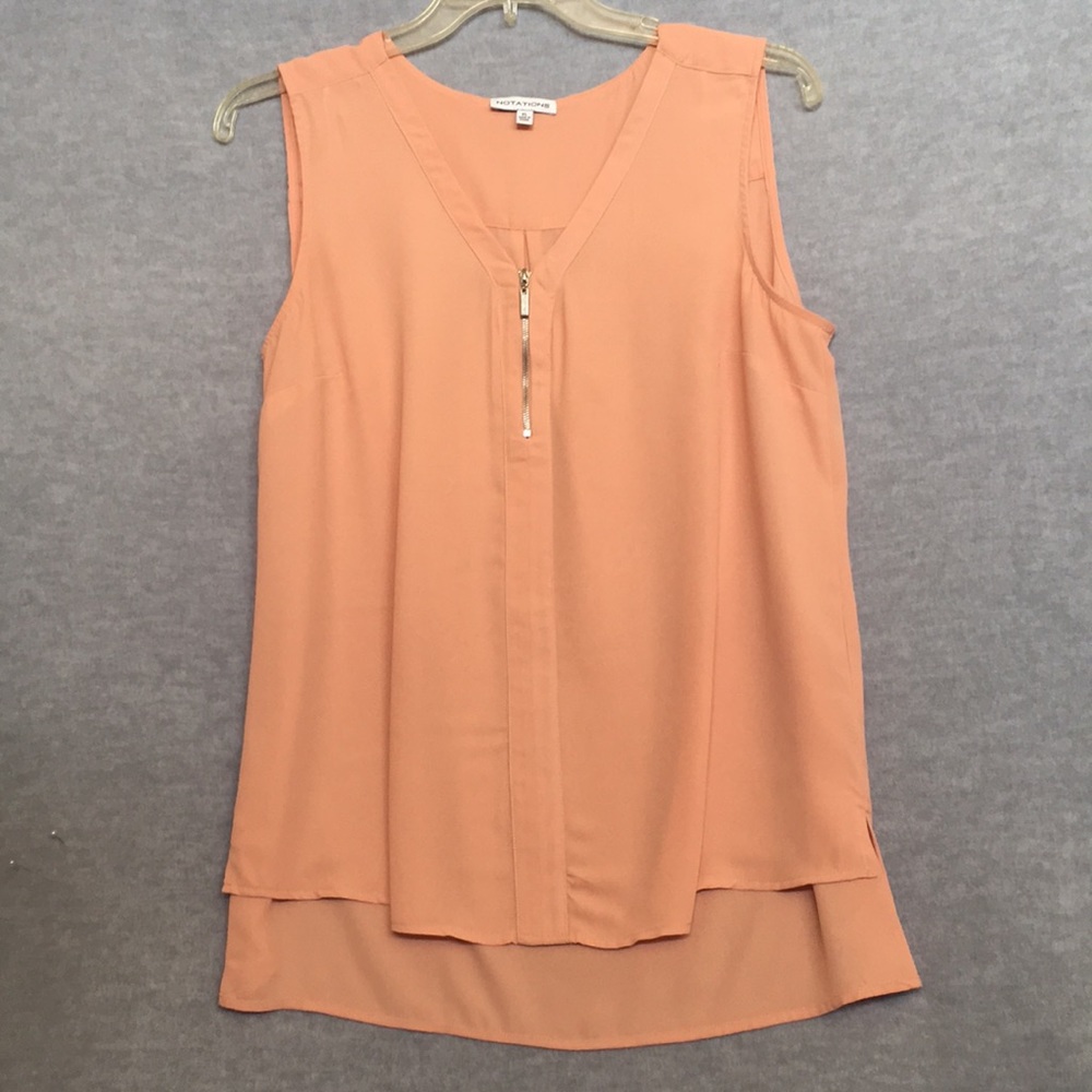 Notations Sheer Long Line Zipper Front Cool Summer Top or Swimsuit Cover Size XL